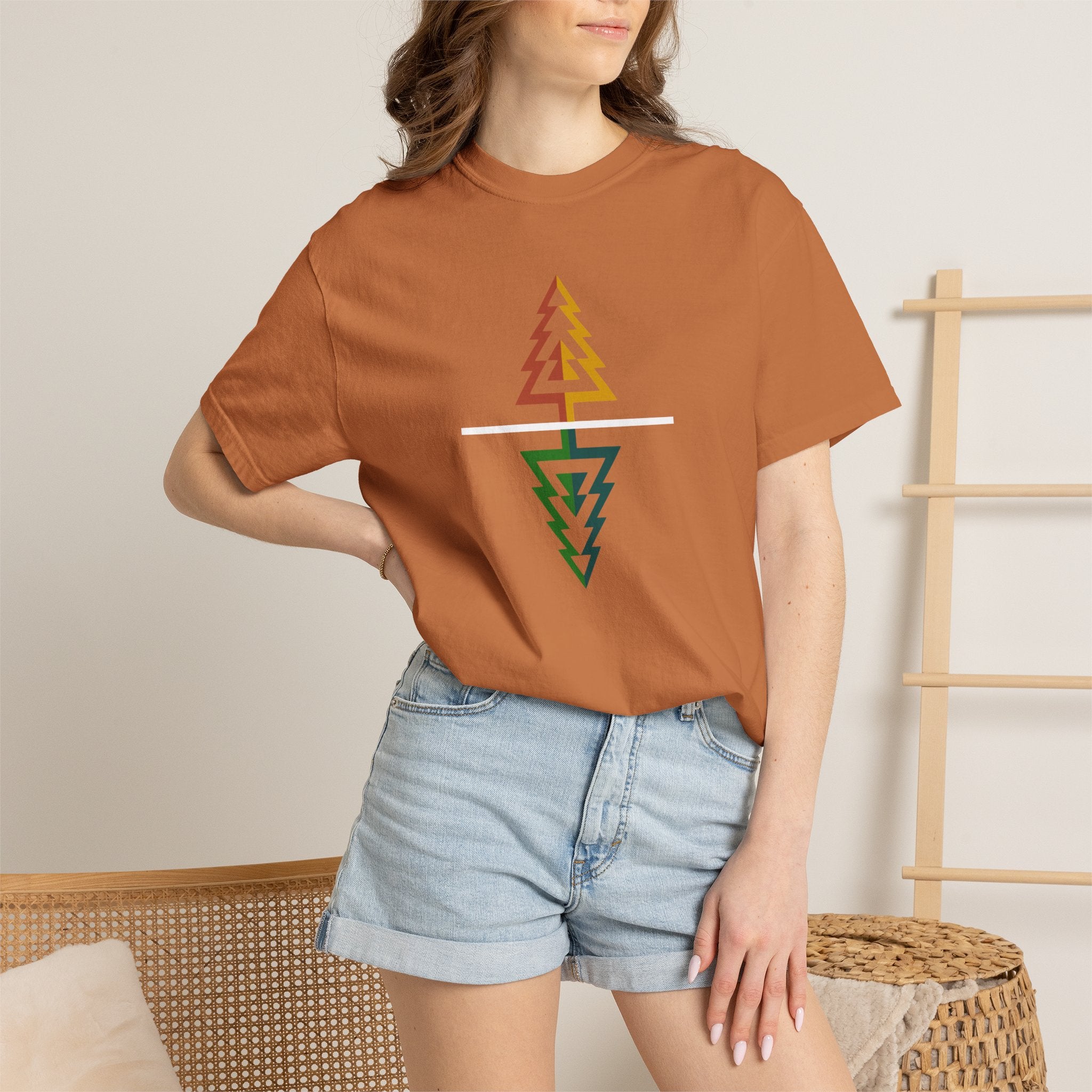 Geometric Tree Reflection T-Shirts