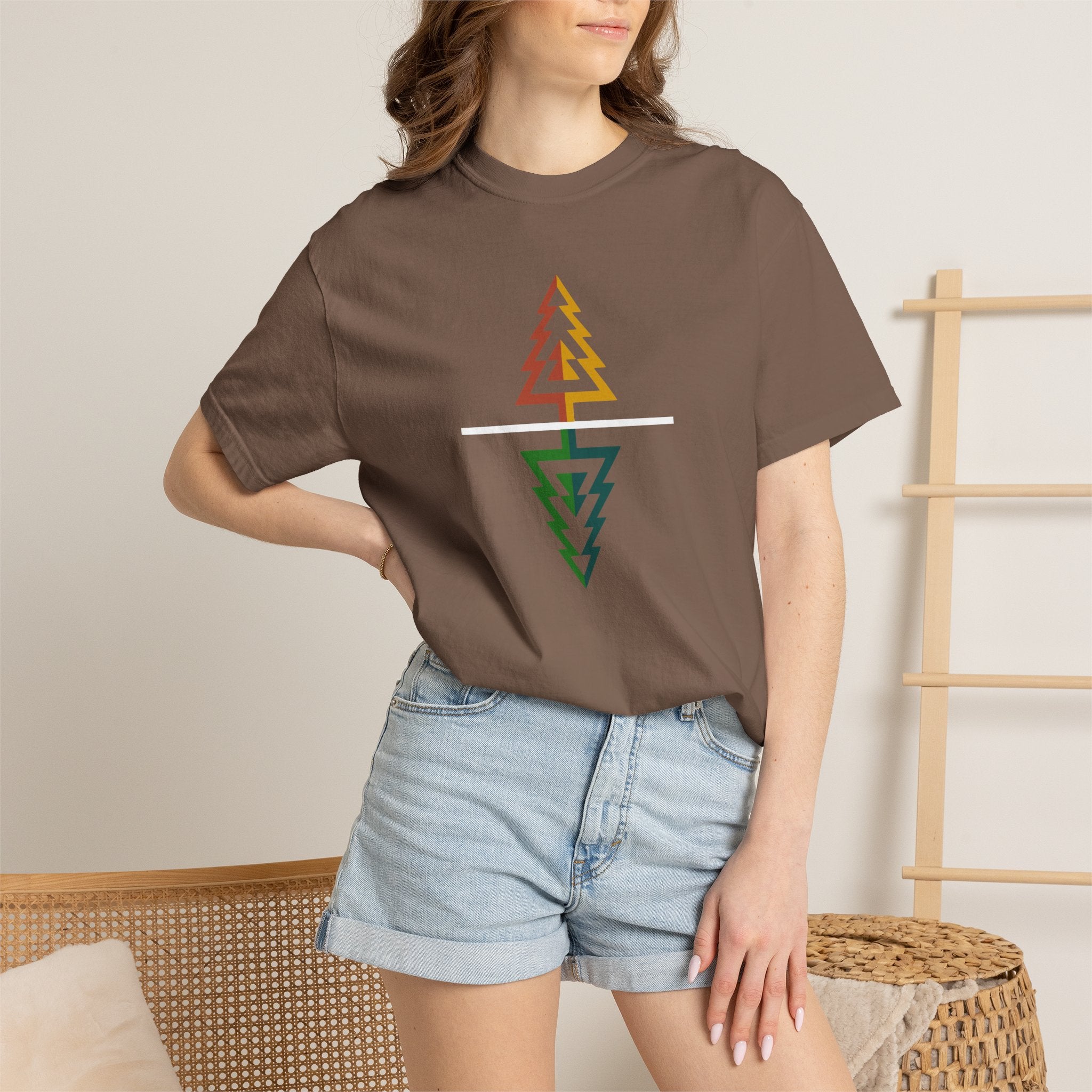 Geometric Tree Reflection T-Shirts