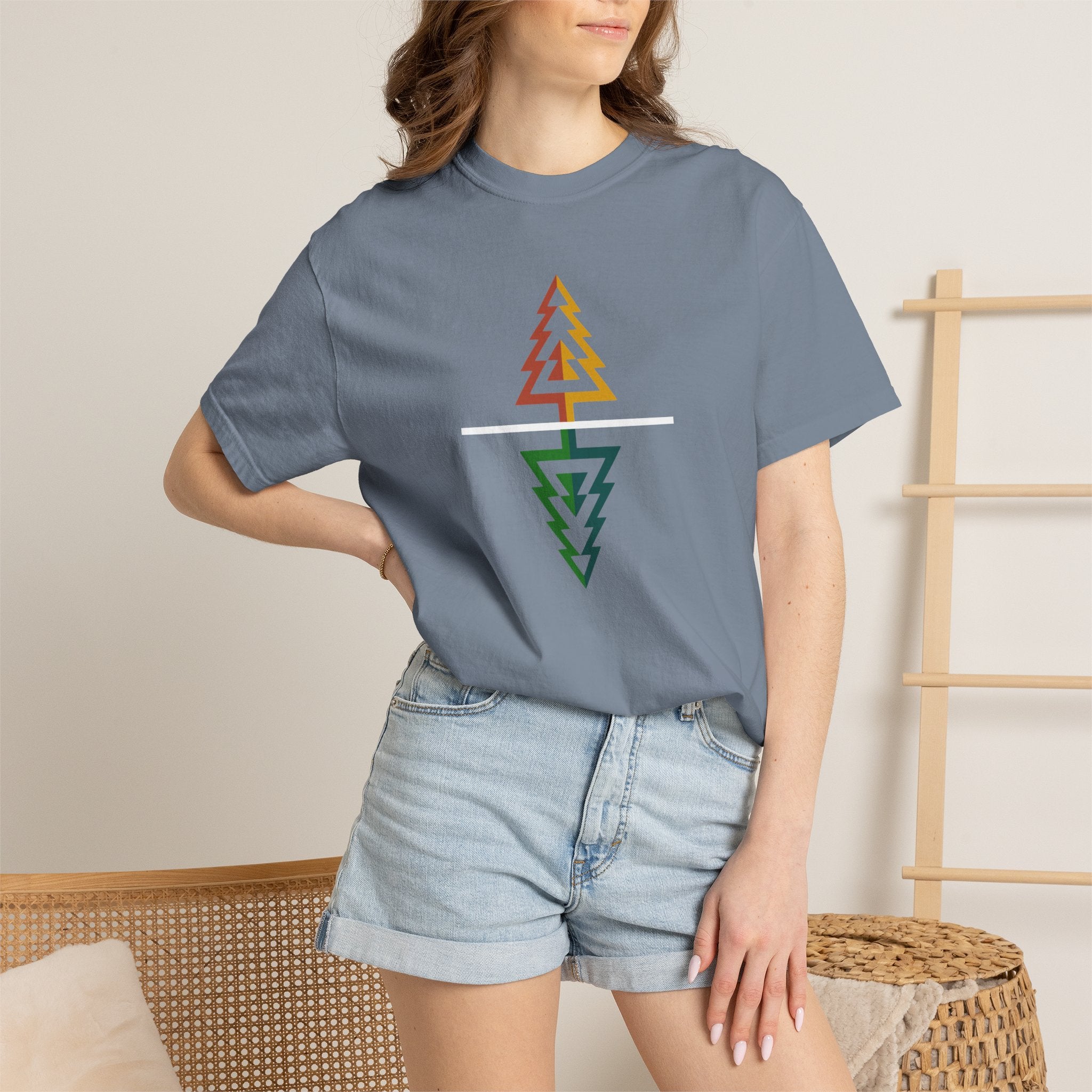 Geometric Tree Reflection T-Shirts