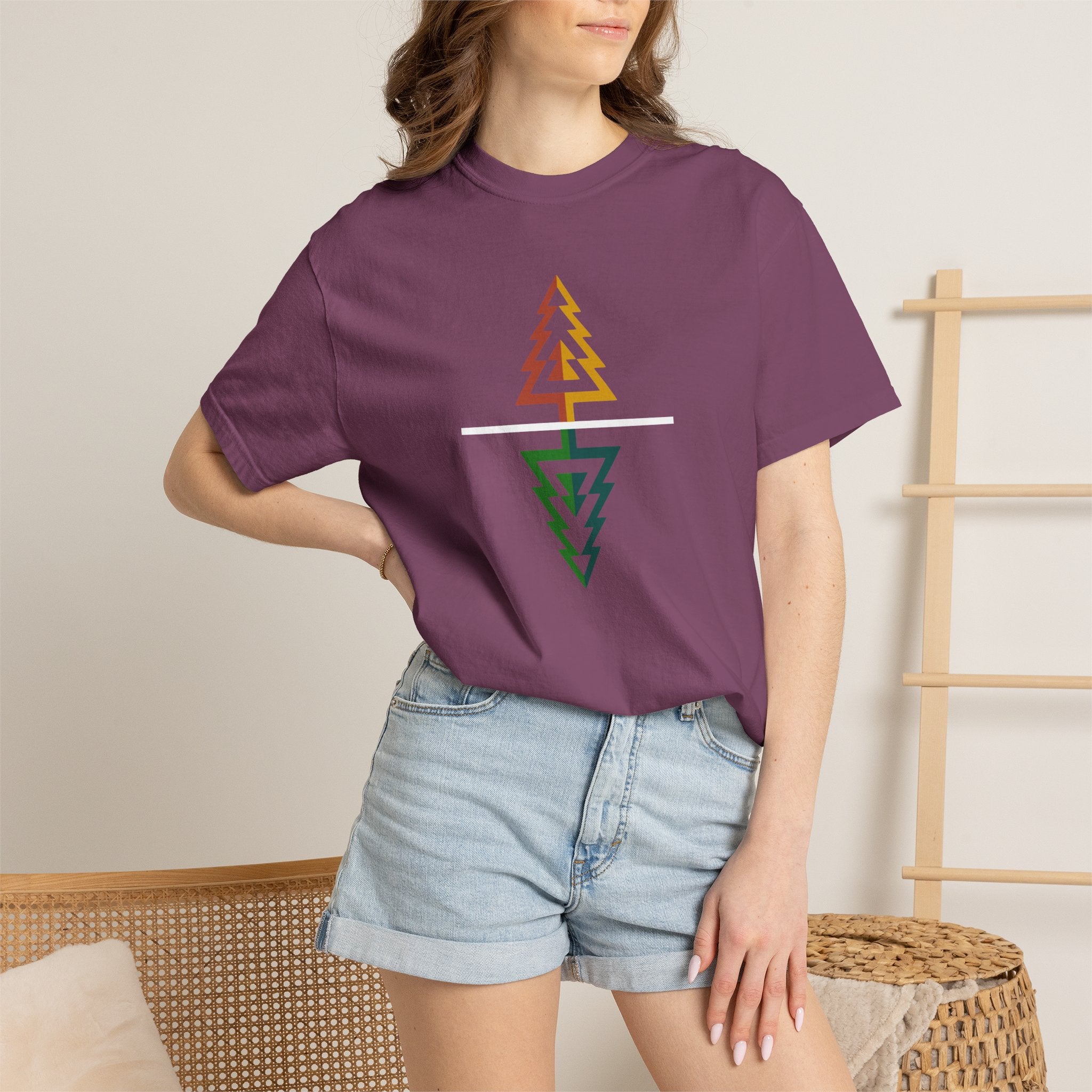 Geometric Tree Reflection T-Shirts